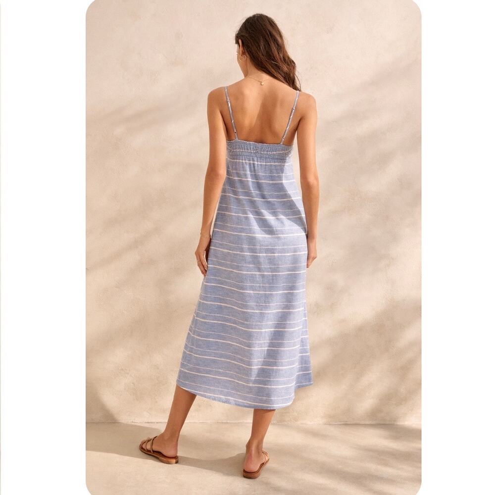 J.Crew 100% Linen Coastal Stripe Midi Dress Size XS - Picture 2 of 9